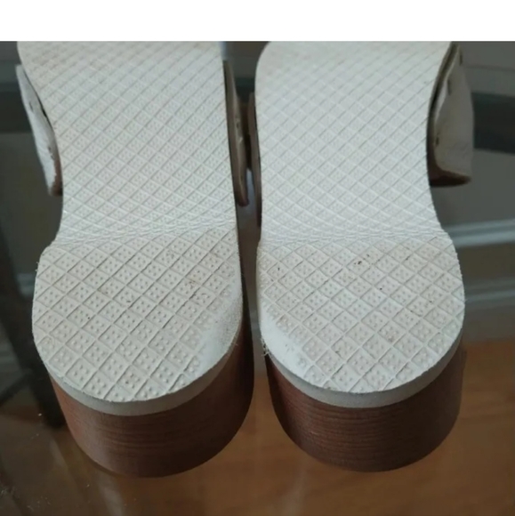 BURBERRY Nova Check Wooden Clog Buckle Slide Sandals Women's 38 White Leather - Picture 10 of 12